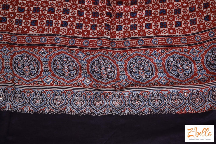 Modal Silk Saree With Mirror Work Stitched Blouse Saree