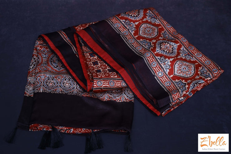 Modal Silk Saree With Mirror Work Stitched Blouse Saree