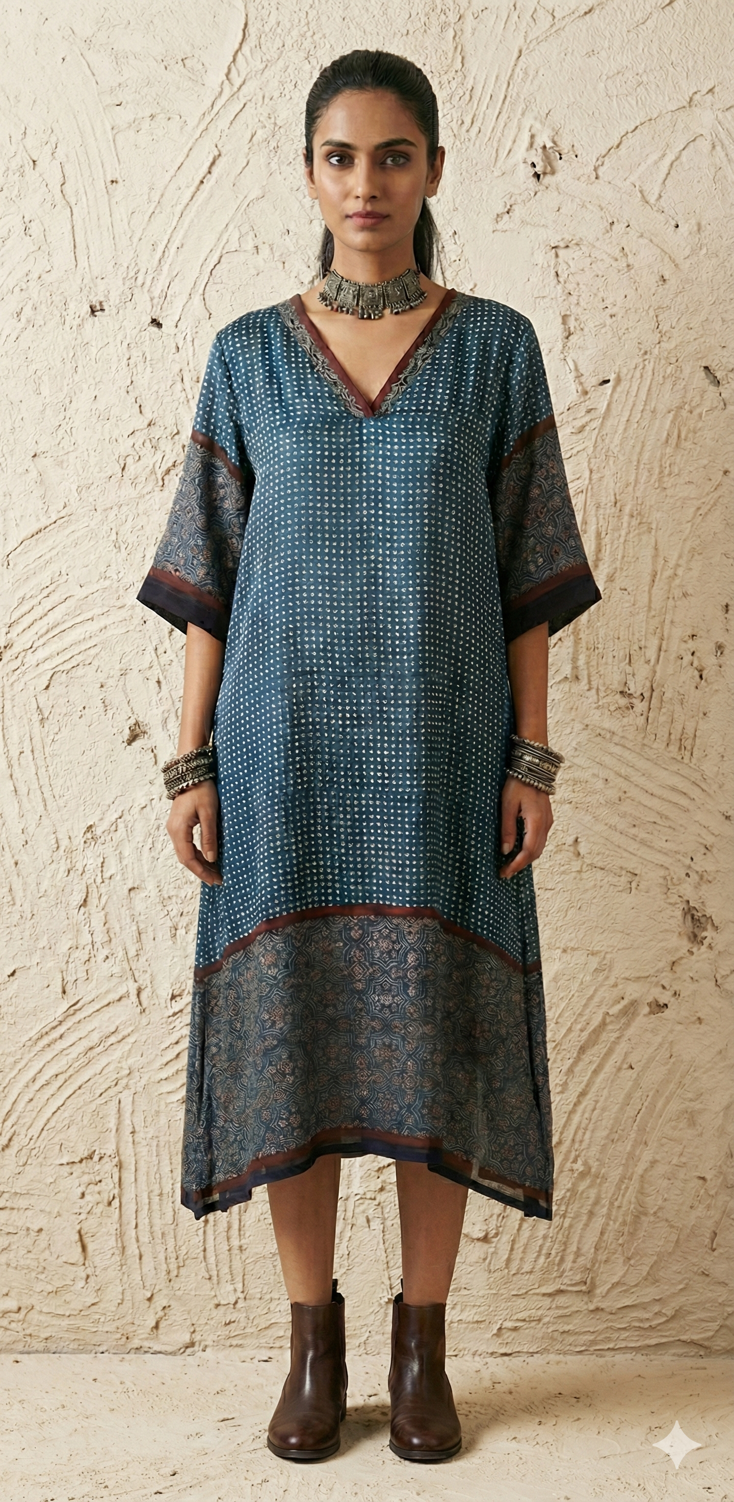 Ajrakh modal silk dress