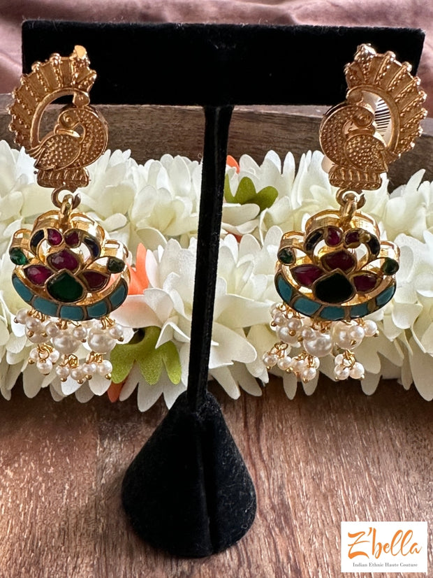 Multi Color Kemp Stone Earring Earrings Gold Tone
