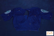 Navy Blue Chanderi Cotton Long Blouse With Kalamkari Patch Work Blouse