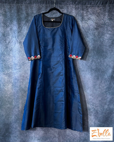 Navy Blue Kurt With Emroidery Kurti