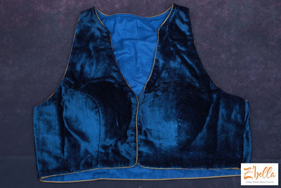 Navy Blue Velvet Blouse Blouse