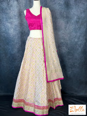 Offwhite Georgette Bandhini Lehanga With Dupatta Lehanga