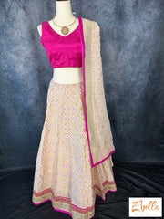 Offwhite Georgette Bandhini Lehanga With Dupatta Lehanga