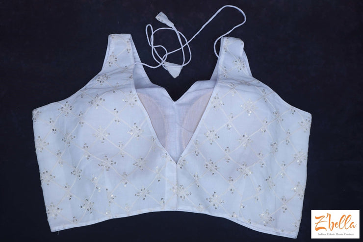 Offwhite Georgette Chikankari Blouse Blouse
