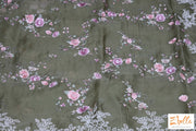Olive Green Floral Embroidered Organza Silk Saree With Stitched Blouse Saree