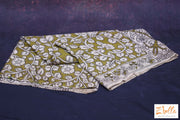 Olive Green Kalamkari Printed Silk Saree No Bp Saree