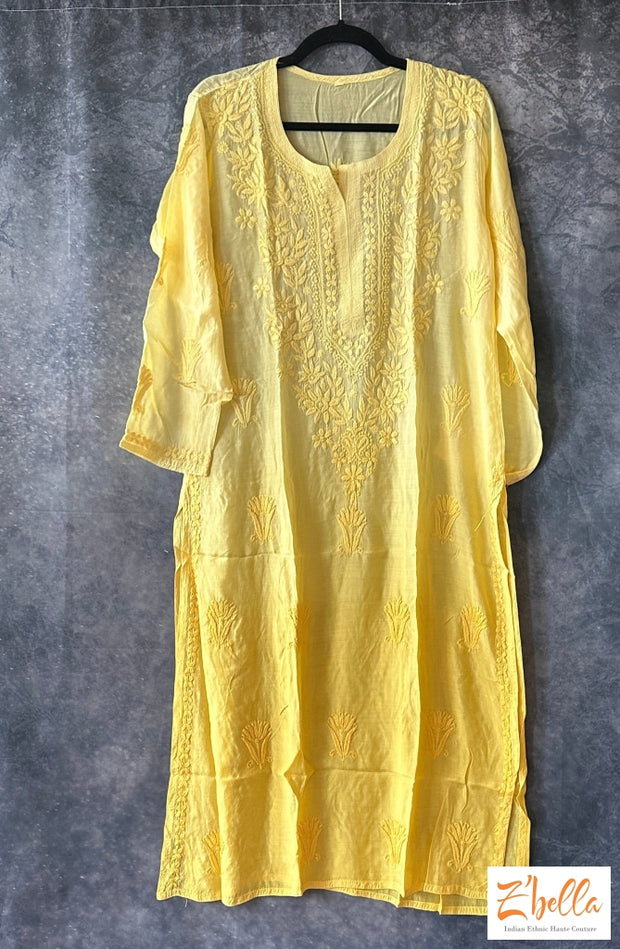 Ombre Yekkow Chikankari Kurti - Size 42 Kurti