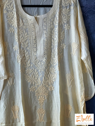 Ombre Yekkow Chikankari Kurti - Size 42 Kurti