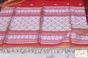 Orange And Brown Soft Cotton Tissue Saree With Banarsi Border Stitched Blouse Saree