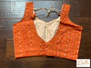 Orange Ikkat Cotton Sleeveless Blouse Blouse