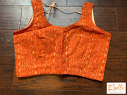 Orange Ikkat Cotton Sleeveless Blouse Blouse