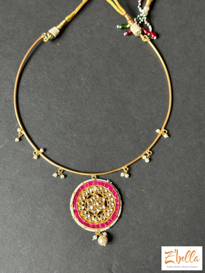 Pachi Kundan And Kemp Stone Hasli Necklace