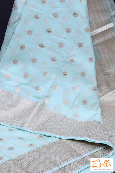 Pastel Green Semi Mashroo Silk Saree With Stitched Blouse Saree