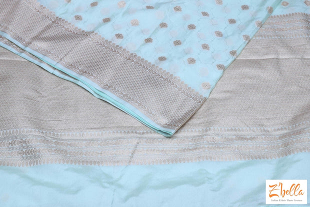 Pastel Green Semi Mashroo Silk Saree With Stitched Blouse Saree