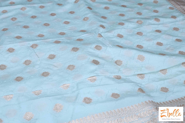 Pastel Green Semi Mashroo Silk Saree With Stitched Blouse Saree