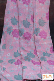 Pastel Pink Floral Printed Georgette Saree No Bp Saree