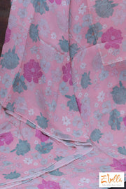 Pastel Pink Floral Printed Georgette Saree No Bp Saree