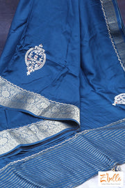 Peacock Blue Designer Saree With Bp Saree