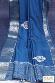 Peacock Blue Designer Saree With Bp Saree