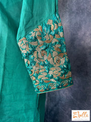 Peacock Blue Party Wear Kurti With Embroidery On Sleeves And Back Neck Kurti