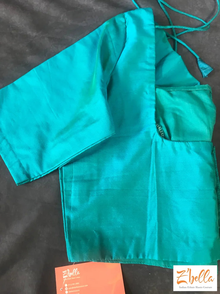 Peacock Green Silk Blouse Blouse