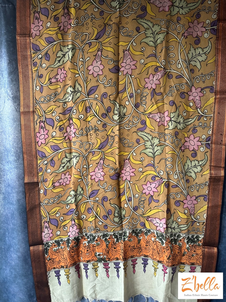 Pen Kalamkari Silk Cotton Dupatta Dupatta