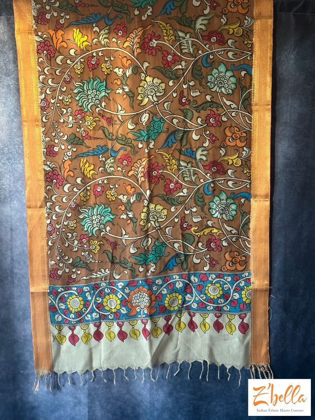 Pen Kalamkari Silk Cotton Dupatta Dupatta