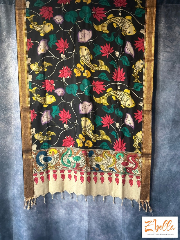 Pen Kalamkari Silk Cotton Dupatta Dupatta