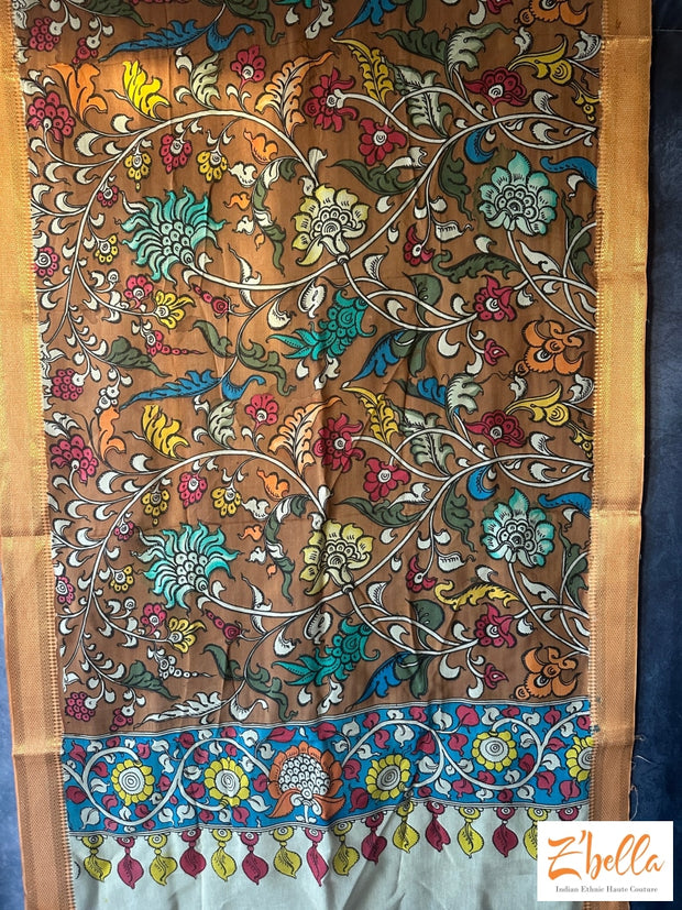 Pen Kalamkari Silk Cotton Dupatta Dupatta