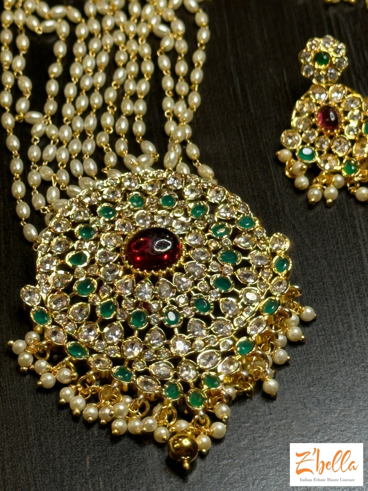 Pendant With Pearl Chain Earring Necklace