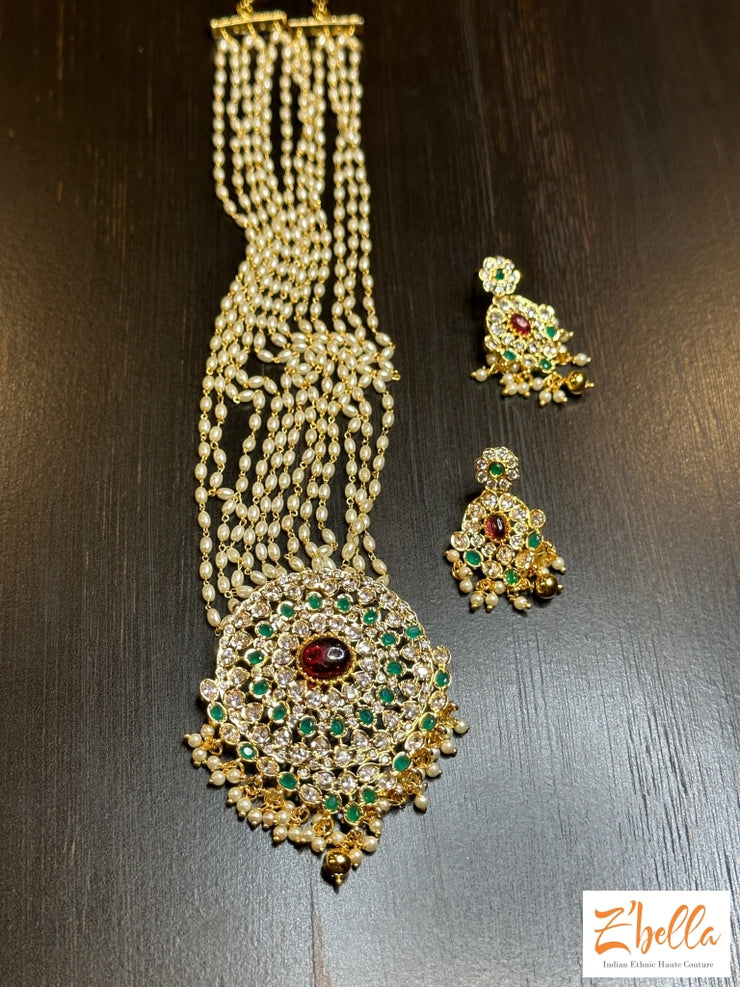 Pendant With Pearl Chain Earring Necklace
