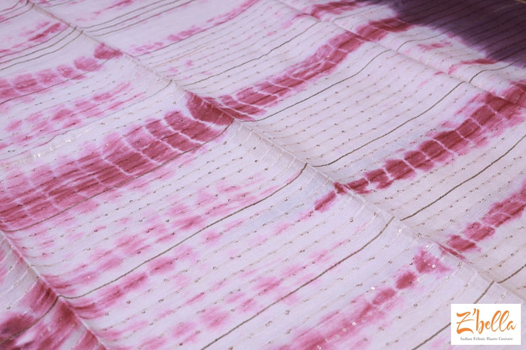Pink And Brwon Combo Cotton Saree With Shibori Print Bp Saree