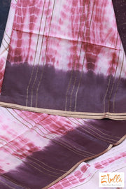 Pink And Brwon Combo Cotton Saree With Shibori Print Bp Saree
