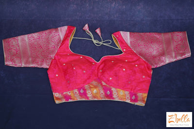 Pink And Yellow Brocade Blouse Blouse