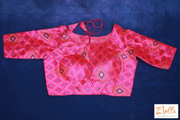 Pink Banaras Ikkat Blouse Blouse
