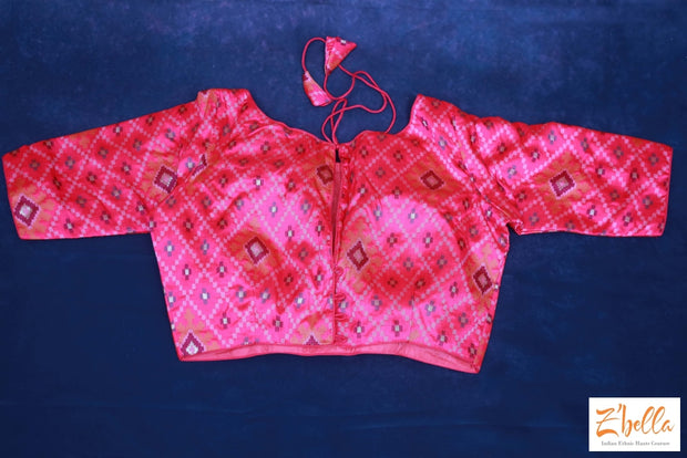 Pink Banaras Ikkat Blouse Blouse