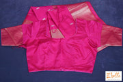 Pink Chanderi Handwoven Silk Saree With Stitched Blouse Saree