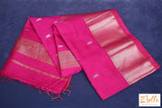 Pink Chanderi Handwoven Silk Saree With Stitched Blouse Saree