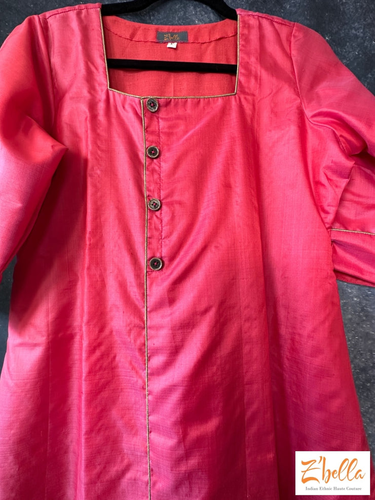 Pink Silk Kurti Kurti