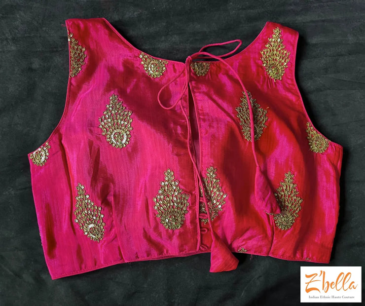 Pink Sleeveless Louse With Work Blouse