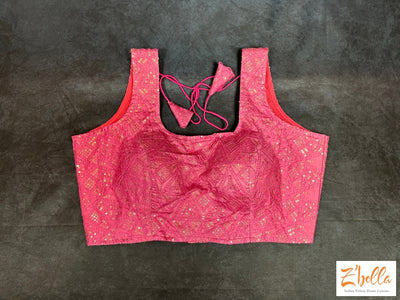 Dusty Pink Sleevelss Blouse With Emroidery Blouse