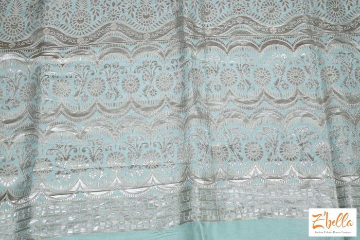 Pista Green Gajji Silk Bandini Saree With Stitched Blouse Saree