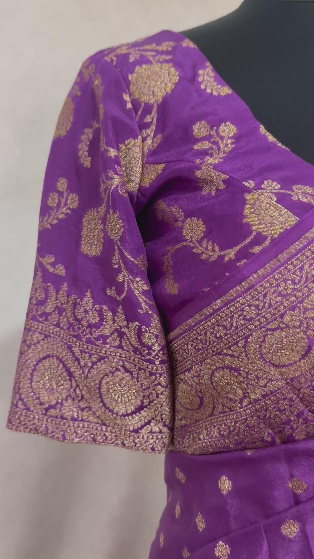 Purple Pure Khaddi Crepe Banarasi Handloom Saree, with stitched blouse