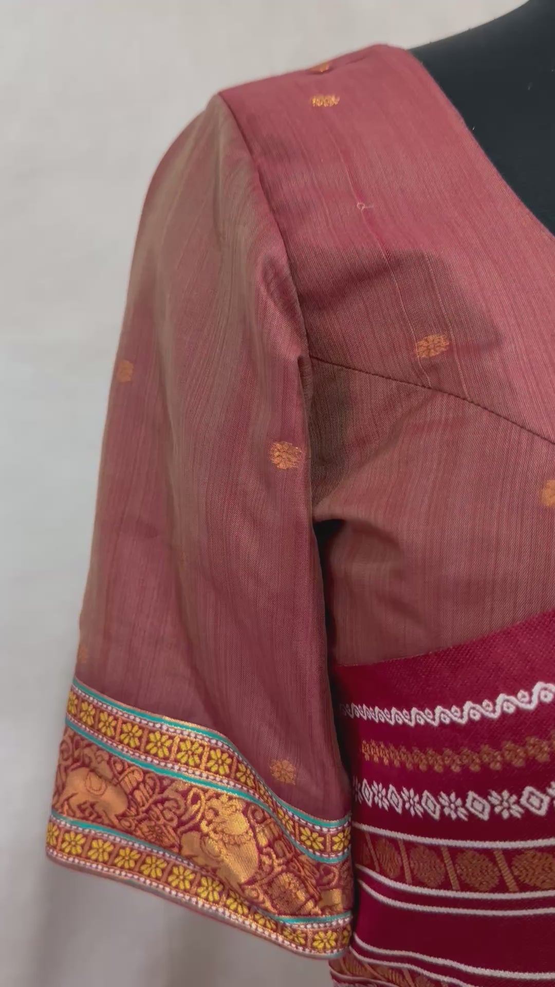 Asam silk saree with Red broder and stitched blouse