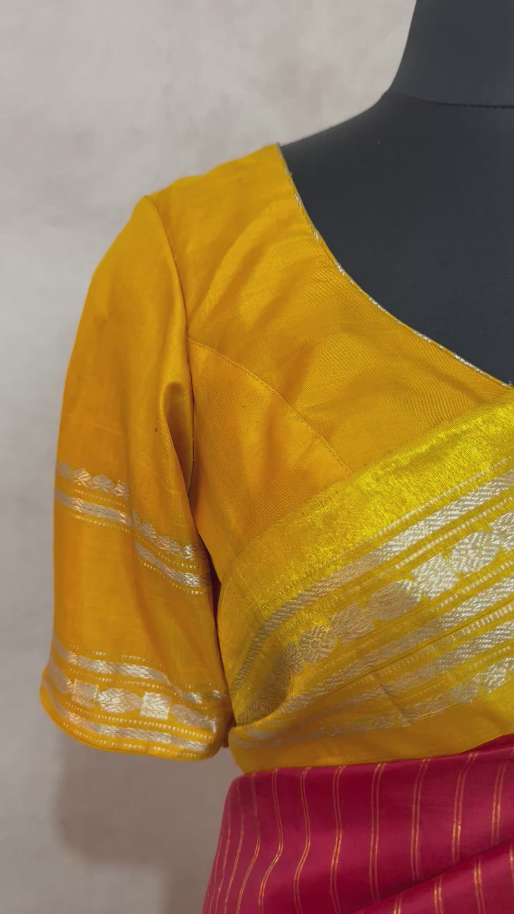 Handloom gadwal pure silk saree with tissue border and stitched blouse