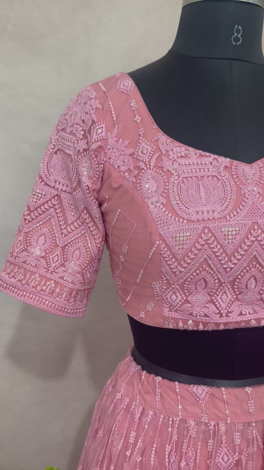 Light pink chickankari lehanga
