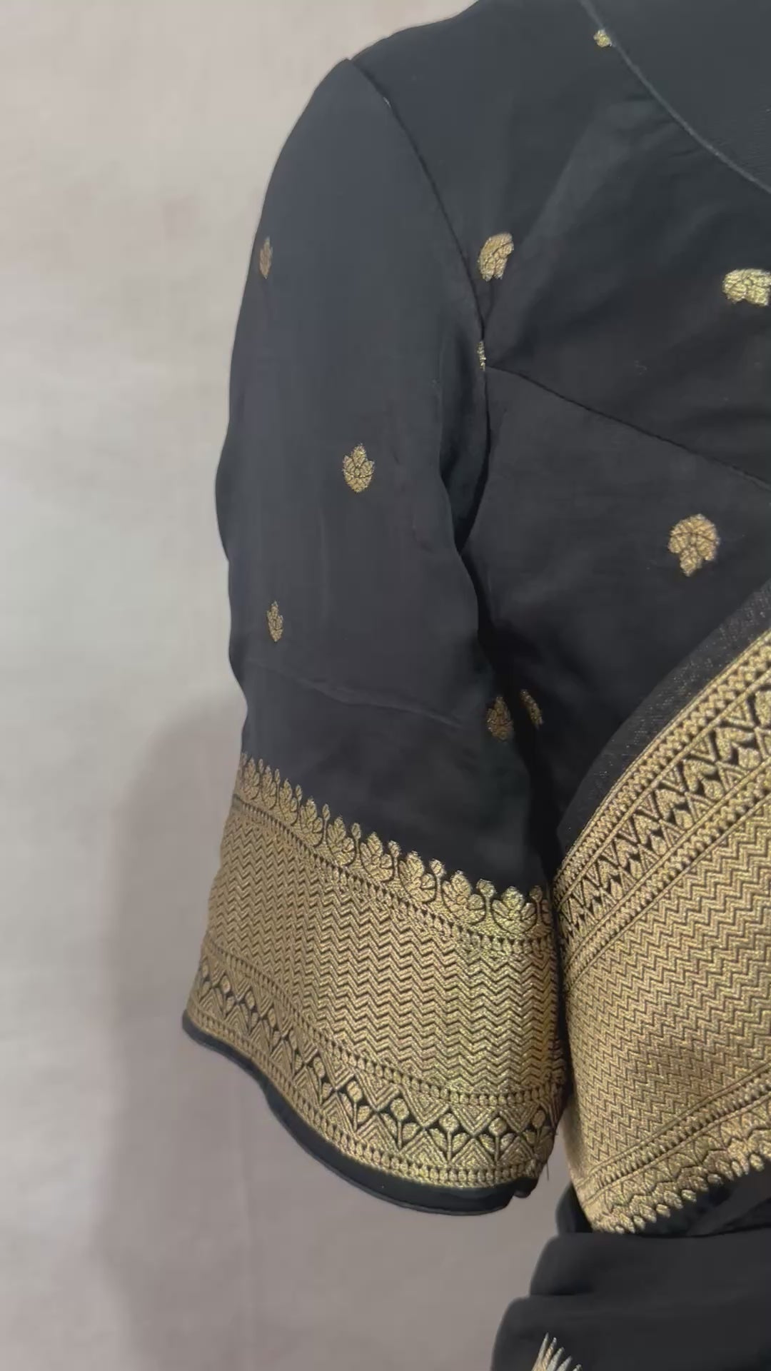 Silk crepe georgette saree with stitched blouse