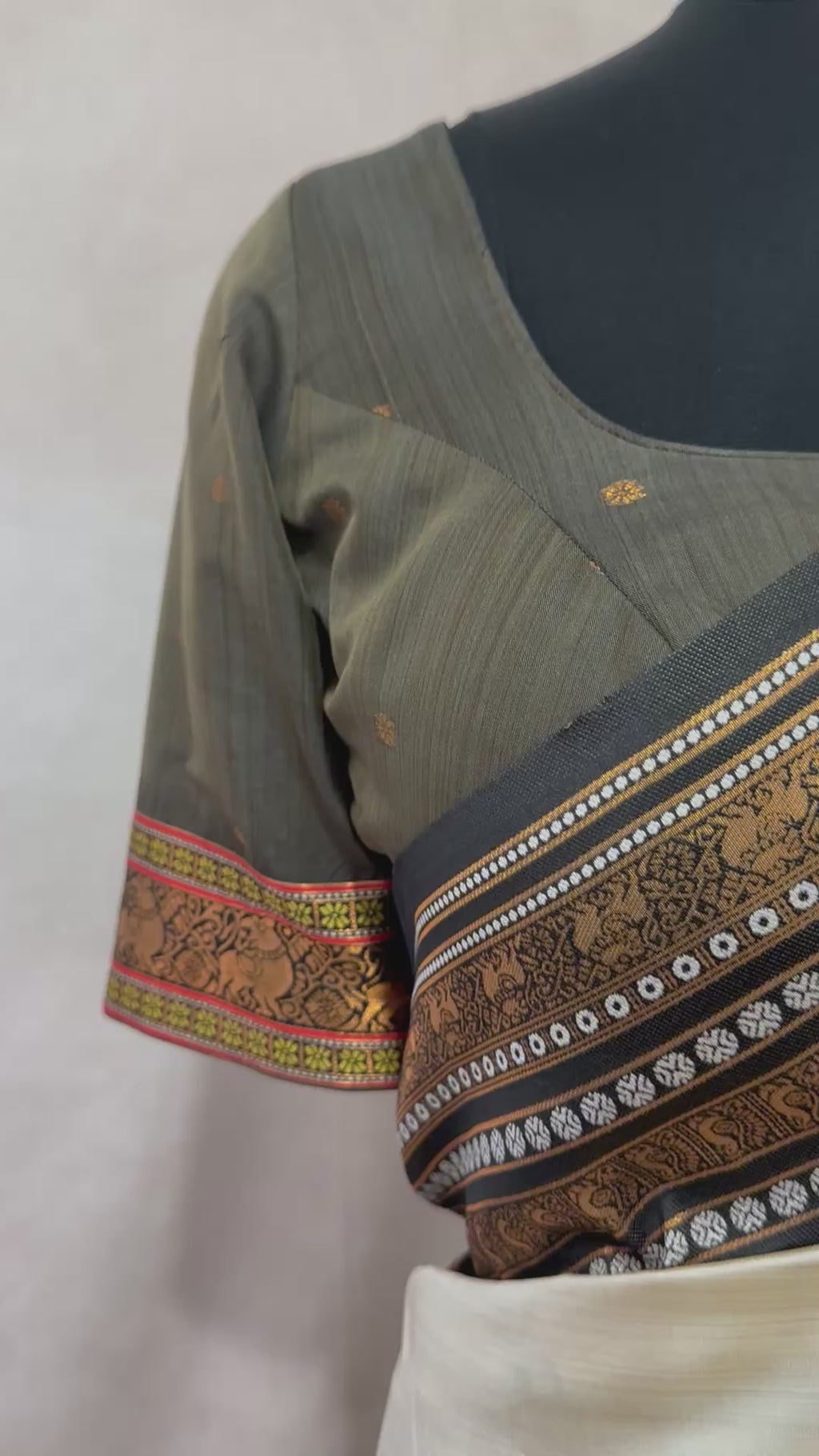 Asam silk saree with brown broder and stitched blouse